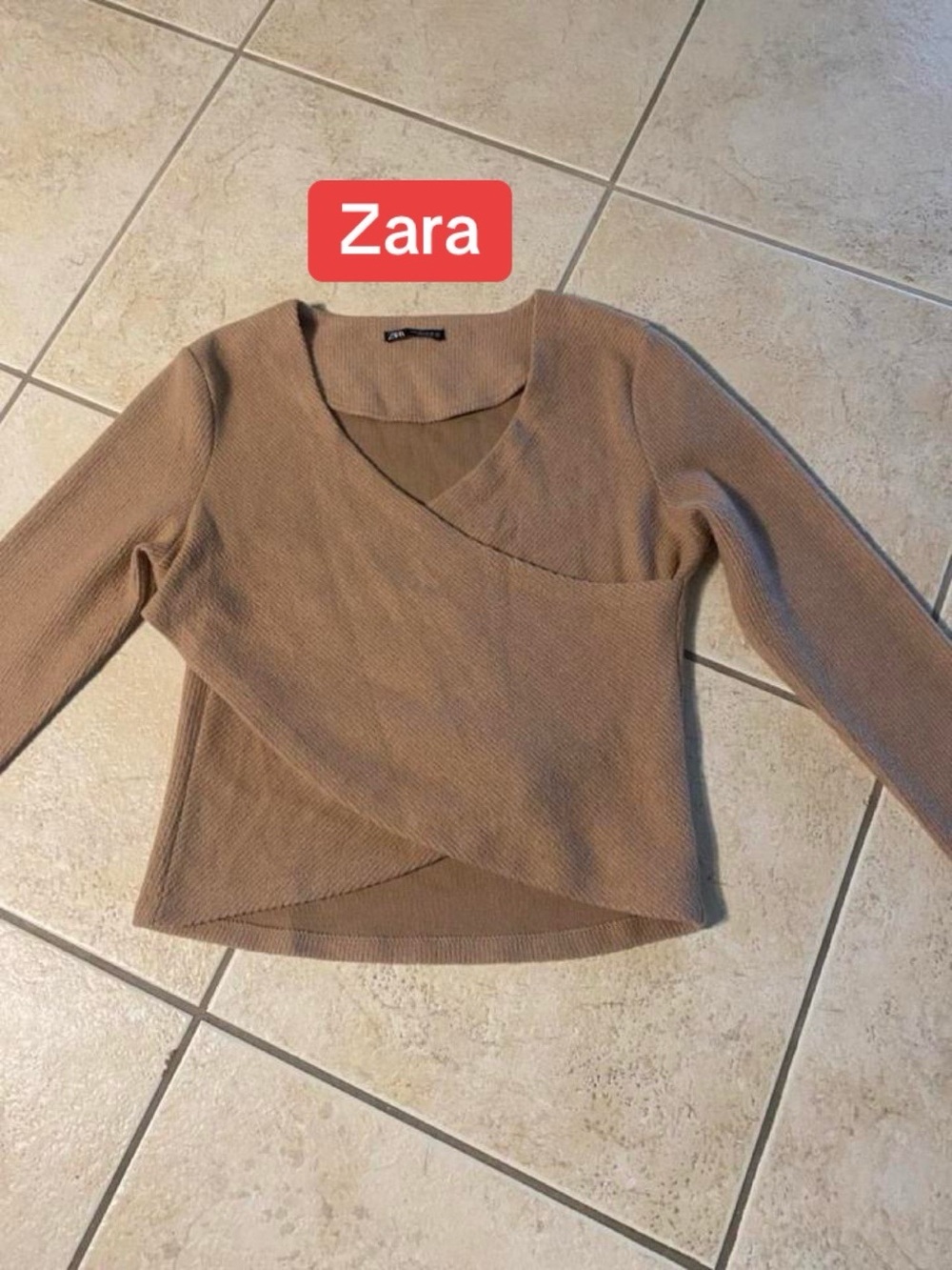 Zara blush Ribbed crossover Wrap V-Neck Sweater